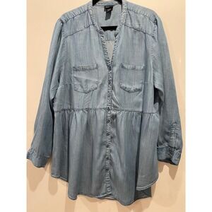 Womens Torrid Sz 3 Tencel Blue Top